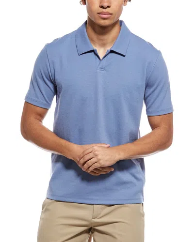 Vince Mesh Rib Johnny Collar Shirt In Blue