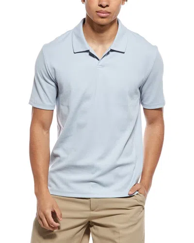 Vince Mesh Rib Johnny Collar Shirt In Blue