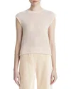 Vince Stitched Mesh Cap-sleeve Crewneck Top In Pink