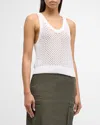 Vince Open Stitch Organic Cotton Sweater Tank In Optic White