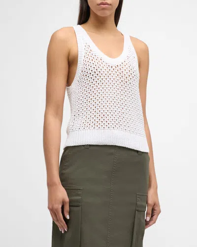 VINCE MESH STITCH V-NECK TANK TOP