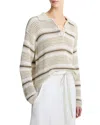 Vince Mesh Stripe Button Polo Top In Multi
