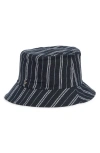 Vince Messa Stripe Hemp Bucket Hat In Coastal Blue