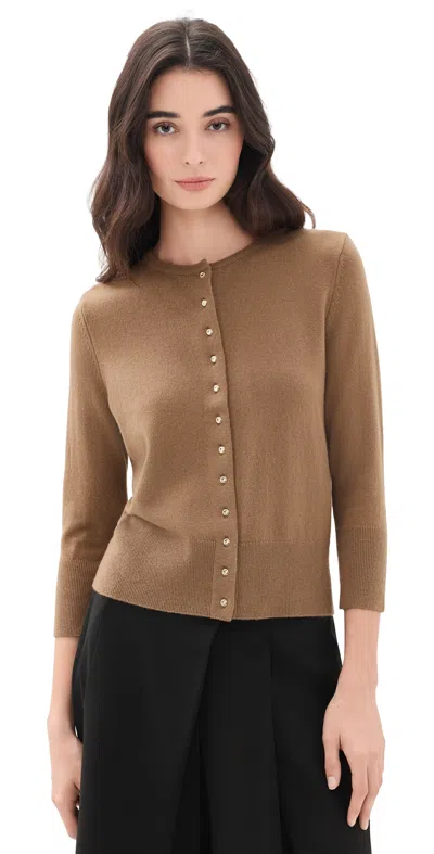Vince Metal Button Cardigan Canyon In Brown
