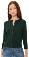 Vince Metal Button Cardigan Forest In Green