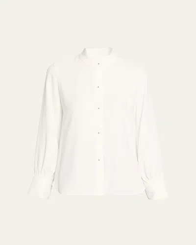 Vince Metal-button Crepe Shirt In White