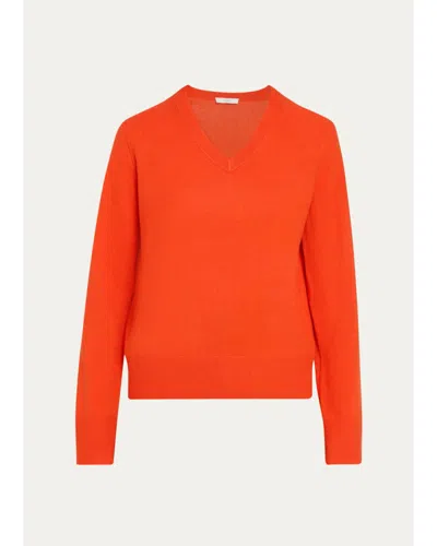 Vince Metal Button Wool-cashmere Cardigan In Orange