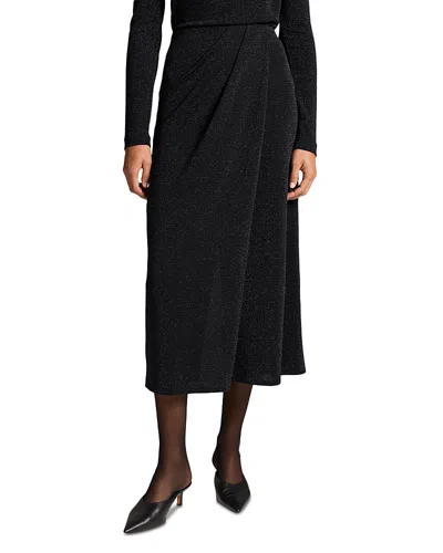Vince Metallic Draped Skirt In Black