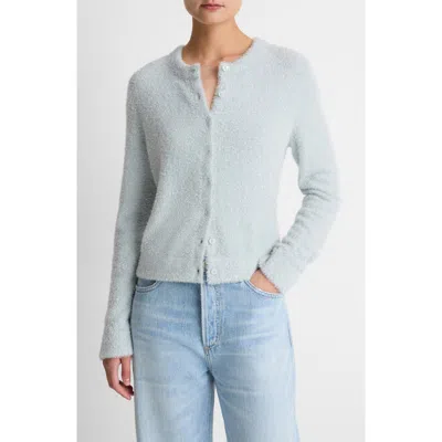 Vince Metallic Eyelash Cardigan In Blue