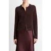 Vince Metallic Eyelash Cardigan In Burgundy