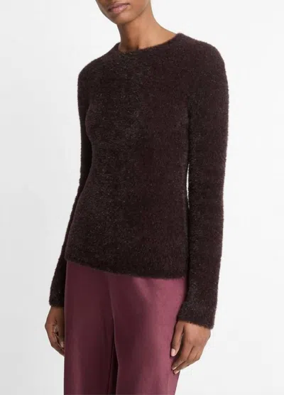 Vince Metallic Eyelash Pullover Sweater In Cherry Night In Brown