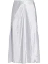 Vince Metallic High-waist Midi Skirt In Silver