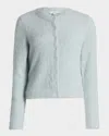 Vince Metallic Knit Cardigan In Blue