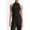 Vince Metallic Mock Neck Alpaca-blend Tank In Black Metallic