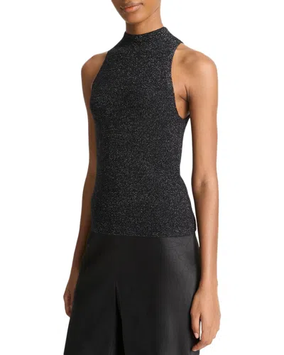 VINCE METALLIC MOCK NECK ALPACA-BLEND TANK