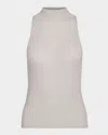 Vince Metallic Mock-neck Tank Top In Birch Stone Metallic