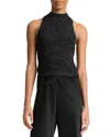Vince Metallic Mock Neck Alpaca-blend Tank In Black Metal