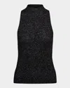 Vince Metallic Mock Neck Alpaca-blend Tank In Black Metallic