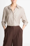 Vince Micro Check Button-up Shirt In Neutral