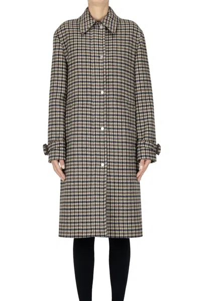 Vince Micro Checked Print Coat In Multi