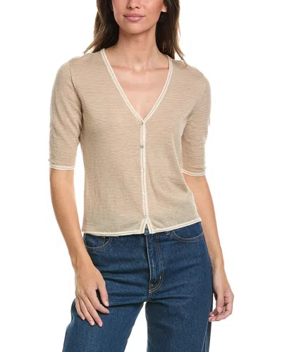 Vince Micro Stripe Cardigan In Neutral