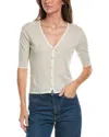 Vince Micro Stripe Cardigan In White