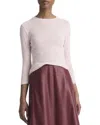Vince Micro Stripe Crew Top In White