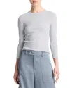 Vince Microstripe Three-quarter Sleeve T-shirt In Off White/harbor