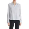 Vince Micro Stripe Silk-blend Pullover Blouse In Multi