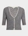Vince Cashmere Silk Microstripe Cardigan