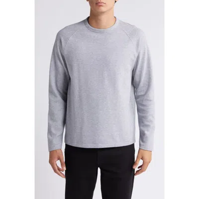 Vince Microstripe Long Sleeve T-shirt In Light Grey/medium Grey