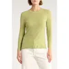 Vince Microstripe Three-quarter Sleeve T-shirt In Green