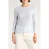 Vince Microstripe Three-quarter Sleeve T-shirt In Blue