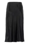 Vince Mid-length Black Slip Skirt With Flow In Black