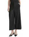 Vince Mid-rise Brushed Flannel Wool-blend Culotte In Black