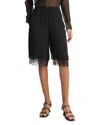 Vince Lace Trim Chiffon Shorts In Black