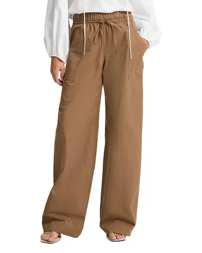 Vince Mid Rise Cotton Drawstring Pants In Brown