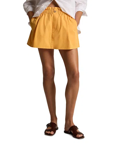 Vince Mid Rise Cotton Pull On Skirt In Orange