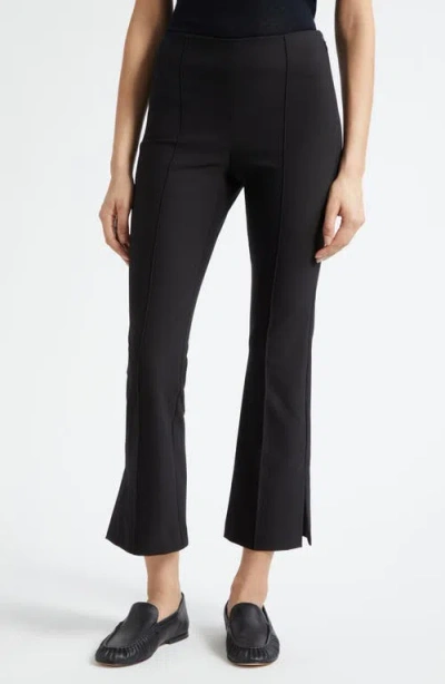 Vince Mid Rise Crop Flare Pants With Side Split Hem In Black