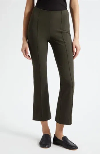 Vince Mid Rise Crop Flare Pants With Side Split Hem In Dark Thyme