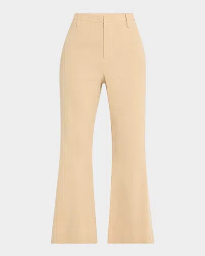 Vince Mid-rise Cropped Flare Trousers In Pale Nut