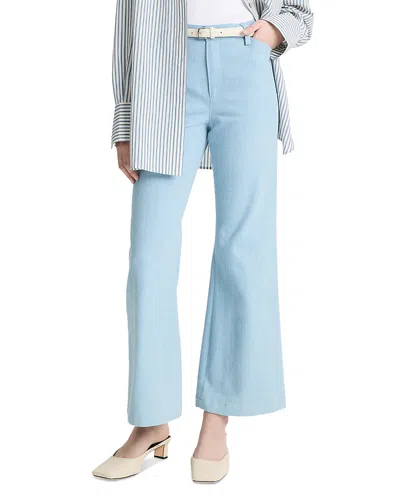 Vince Mid Rise Cropped Flare Twill Pants In Pale Indigo