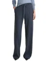 Vince Wool Blend Pull-on Wide Leg Drawstring Pants In Blue