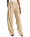 Vince Mid Rise Elastic Waistband Pleated Wide Leg Pant