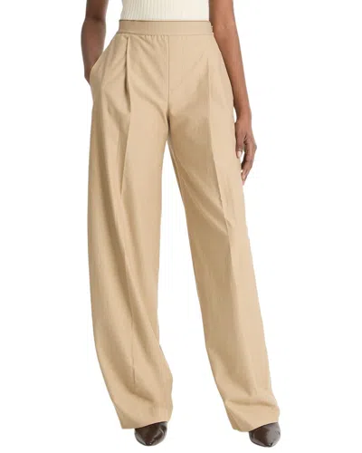 Vince Mid Rise Elastic Waistband Pleated Wide Leg Pant