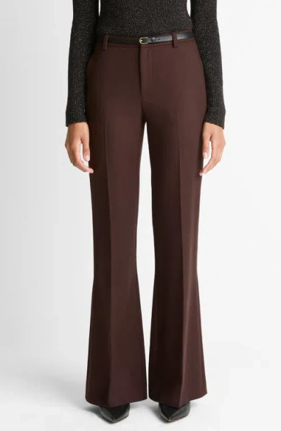 Vince Mid Rise Flare Pants In Burgundy