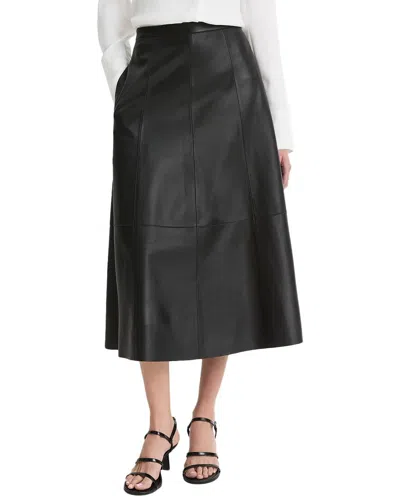 VINCE VINCE MID-RISE FLARED LEATHER SKIRT