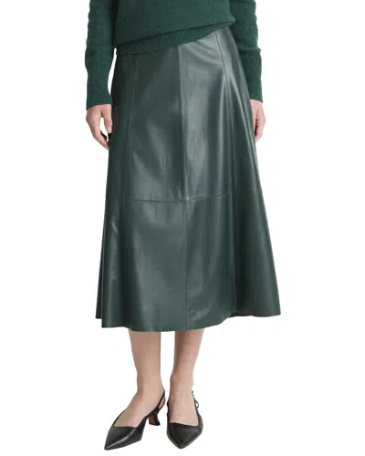 Vince Mid-rise Flared Leather Skirt In Green