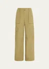 Vince Mid-rise Fluid Wide Cargo Trousers In Earthly
