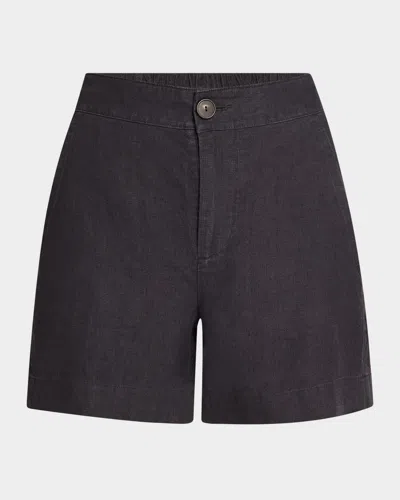 Vince Mid-rise Hemp Shorts In Blue
